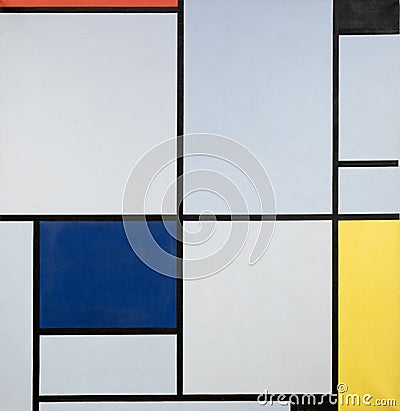 Tableau I, 1944 painting by Piet Mondriaan Editorial Stock Photo